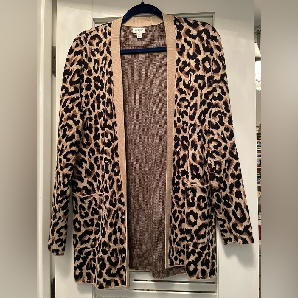 J. Crew Open Faced Sweater - Leopard Print - Size XS
